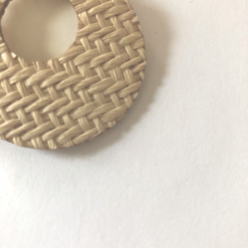 LAST PAIR- Woven Straw Drop Earrings - Picture 4 of 4